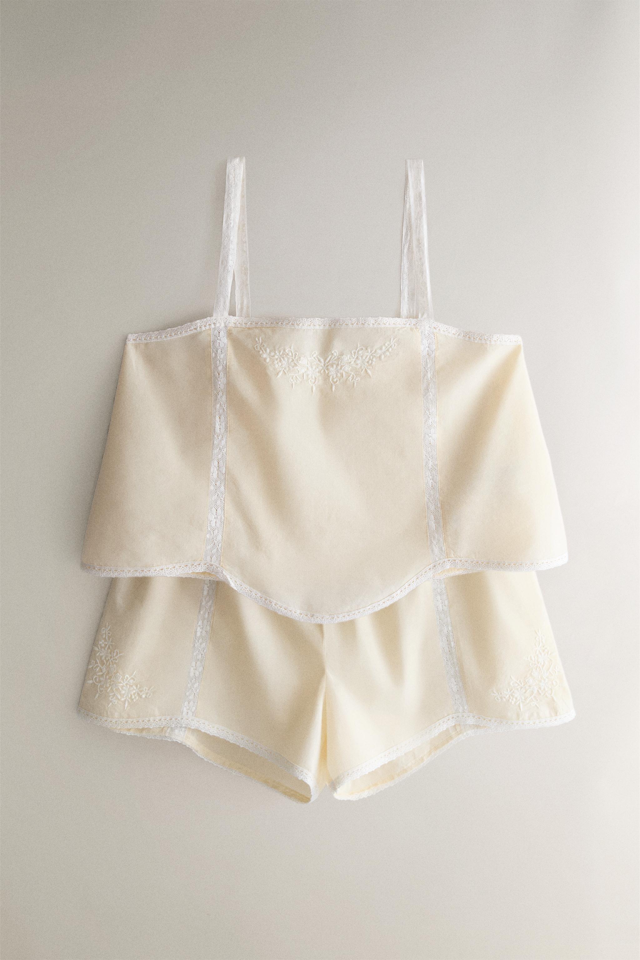 EMBROIDERED LACE COTTON SHORTS